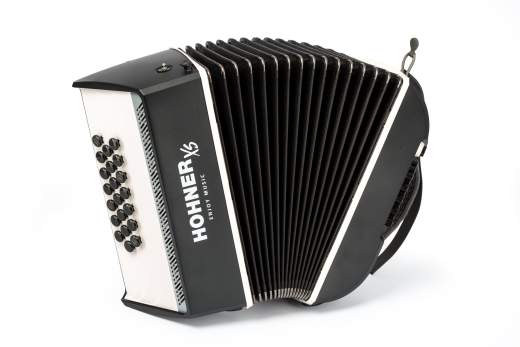 HOHNER Akkordeon, XS, grau-weiß, Knopf-Version, Erwachsenen-Tragegeschirr