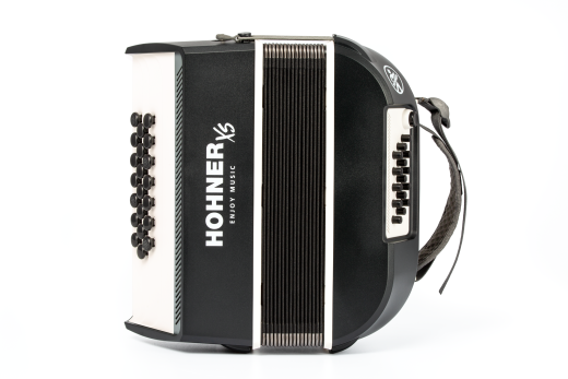 HOHNER Akkordeon, XS, grau-weiß, Knopf-Version, Erwachsenen-Tragegeschirr