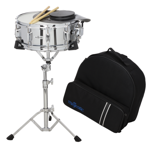 MAJESTIC Snare & Practice Pad Kit, 14"x5", Sticks, Ständer, Rucksack