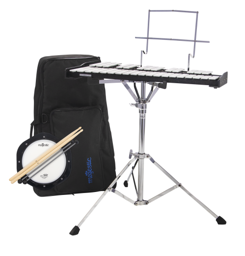 MAJESTIC Glockenspiel & Practice Pad Kit, 8", Ständer, Rucksack