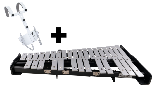 MAJESTIC Marsch-Glockenspiel, 2.5 Oktaven F2-C5, Stahl, Tragegestell