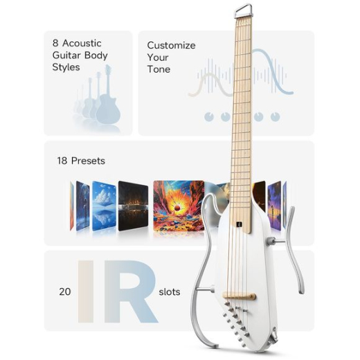Donner HUSH-I PRO Silent Gitarre white