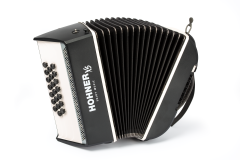 HOHNER Akkordeon, XS, grau-weiß, Knopf-Version, Erwachsenen-Tragegeschirr