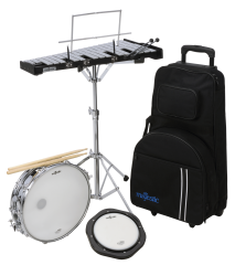 MAJESTIC Snare, Glockenspiel & Practice Pad Kit, 14x3,5", Ständer, Trolley